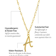 Textured Initial Charm Pendant Necklace