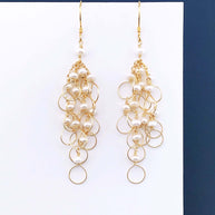 Pearl Gold Chain Loop Earrings