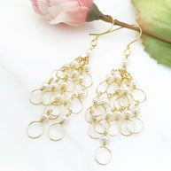 Pearl Gold Chain Loop Earrings