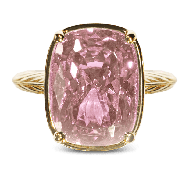 Sterling Silver Elongated Cushion Pink Sapphire CZ Cocktail Ring
