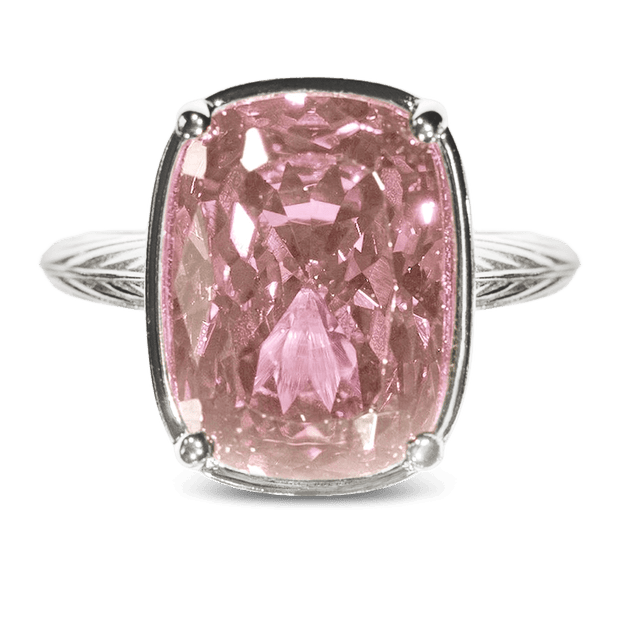 Sterling Silver Elongated Cushion Pink Sapphire CZ Cocktail Ring