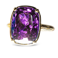 Sterling Silver Elongated Cushion Amethyst CZ Cocktail Ring