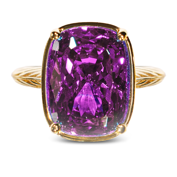 Sterling Silver Elongated Cushion Amethyst CZ Cocktail Ring