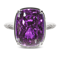 Sterling Silver Elongated Cushion Amethyst CZ Cocktail Ring