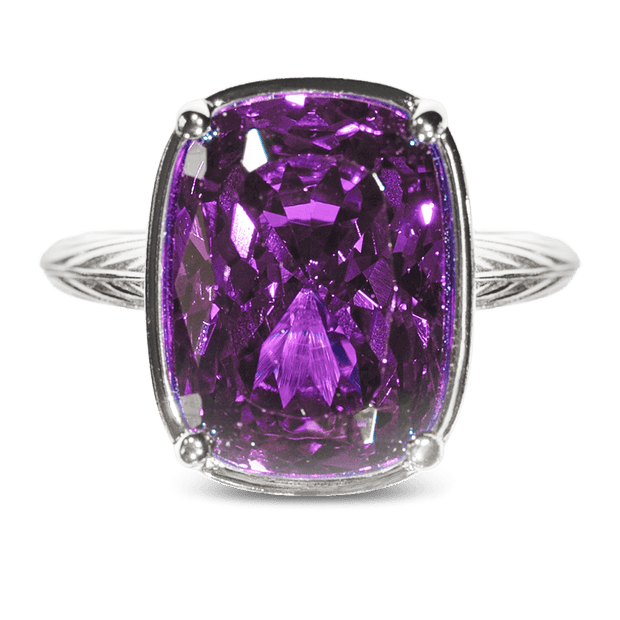 Sterling Silver Elongated Cushion Amethyst CZ Cocktail Ring