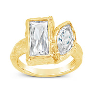 Sterling Silver Tate CZ & Molten Metal Toi et Moi Ring