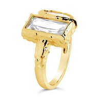 Sterling Silver Tate CZ & Molten Metal Toi et Moi Ring