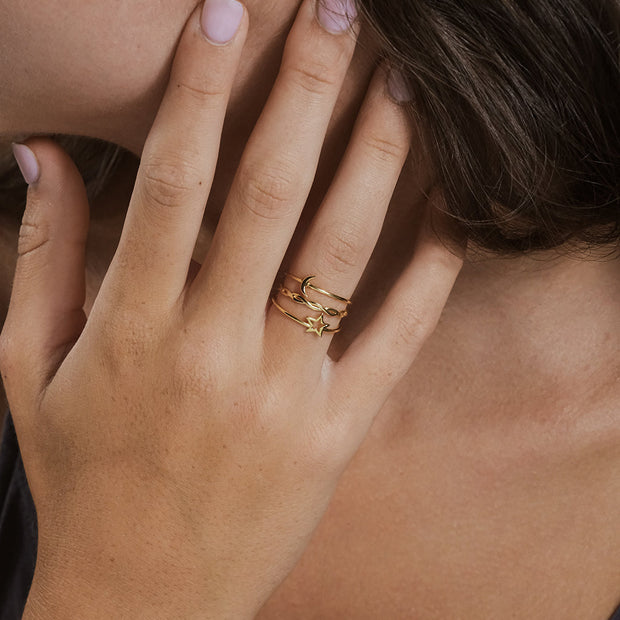 Sterling Silver Celestial Stacking Ring Set of 3
