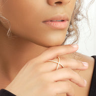 Sterling Silver CZ Criss Cross Ring