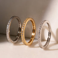 Sterling Silver 2mm Thin CZ Band Ring