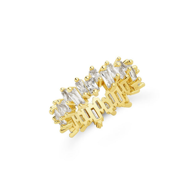 Sterling Silver CZ Staggered Eternity Band