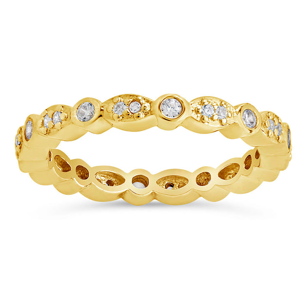 Sterling Silver CZ Bezel Band Ring