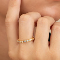 Sterling Silver CZ Bezel Band Ring