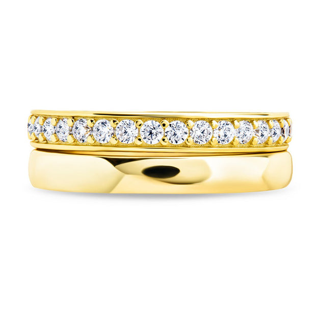 Sterling Silver Jackie CZ Stacking Ring Set of 2