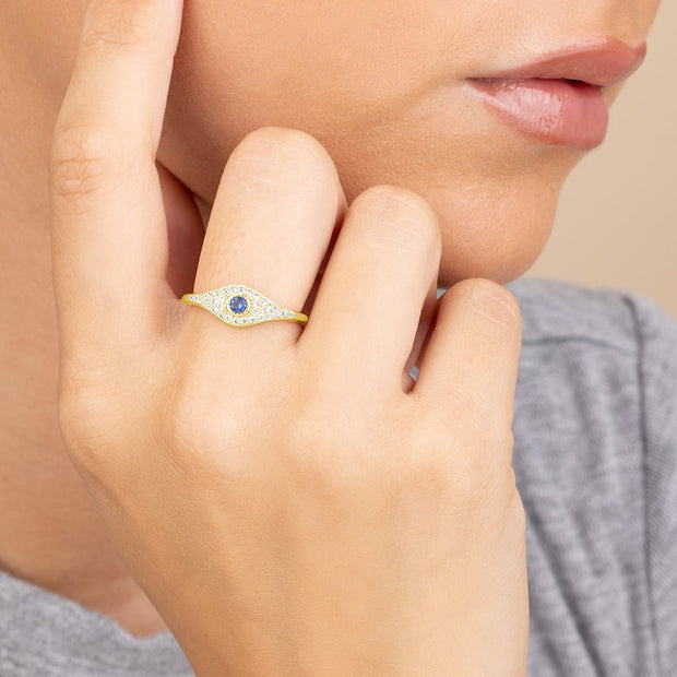 Sterling Silver Mozzie Evil Eye Ring