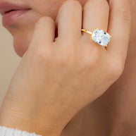 Sterling Silver Cushion East-West Ring