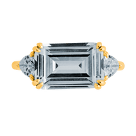 Sterling Silver Emerald & Trillion Ring