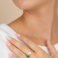 Sterling Silver Pear Toi et Moi Ring