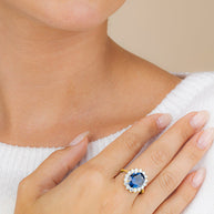 Sterling Silver Sapphire Halo Ring