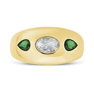 Sterling Silver Triple-Stone Tapered Dome Ring