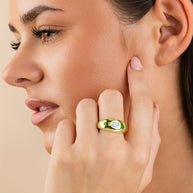 Sterling Silver Triple-Stone Tapered Dome Ring