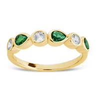Sterling Silver Pear and Round Bezel-Set Ring