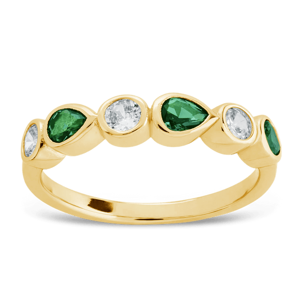 Sterling Silver Pear and Round Bezel-Set Ring