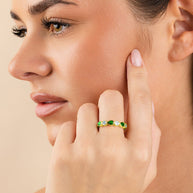 Sterling Silver Pear and Round Bezel-Set Ring