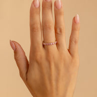 Sterling Silver Gracie Pink Sapphire CZ Eternity Ring