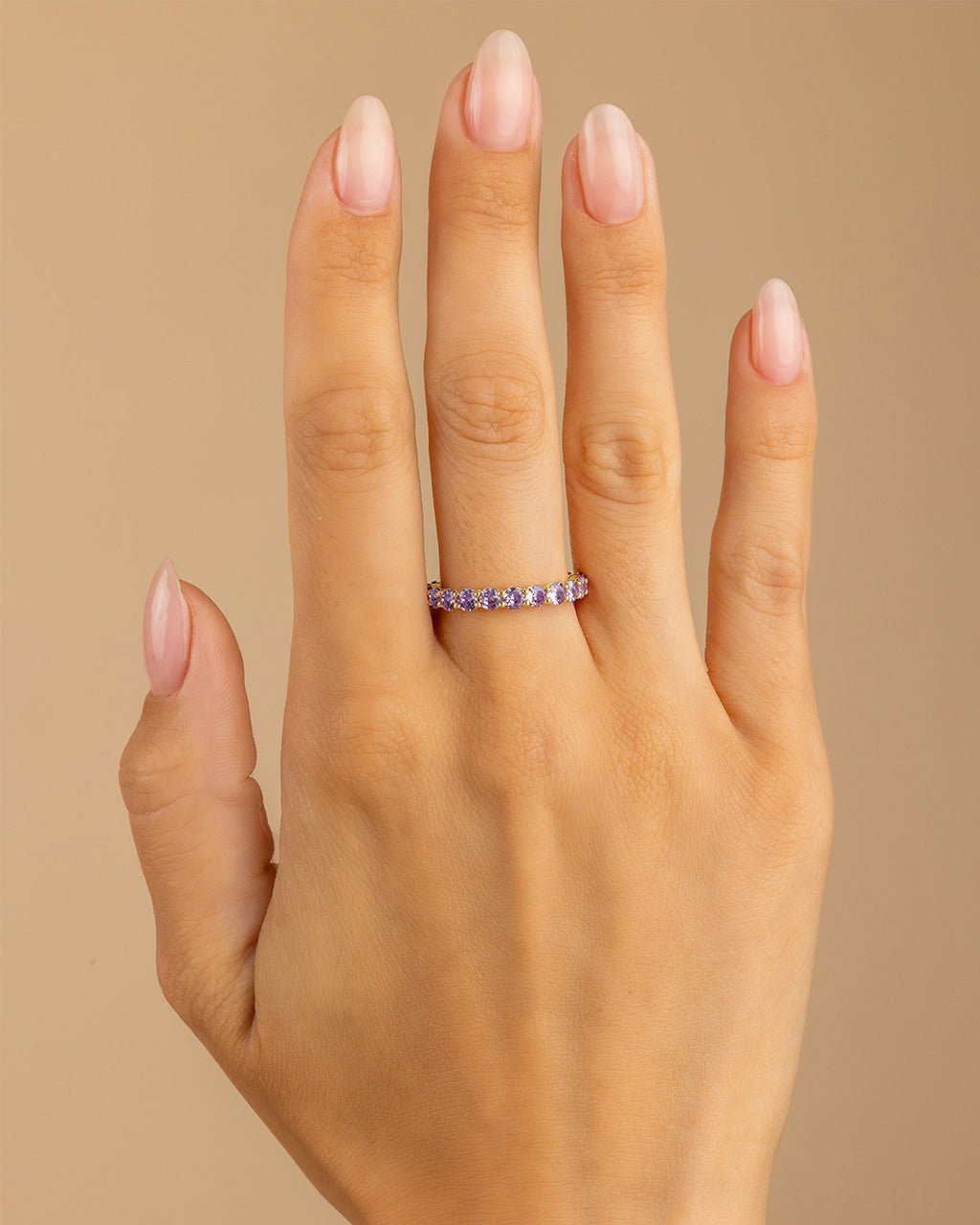 Sterling Silver Gracie Amethyst CZ Eternity Ring