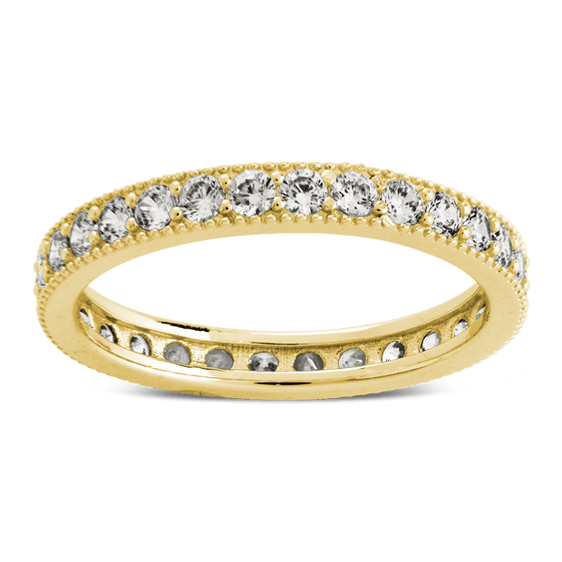 Sterling Silver 3mm Thin CZ Band Ring
