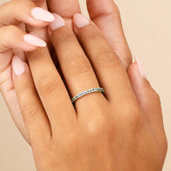 Sterling Silver 2.5mm Thin Sapphire CZ Band Ring