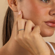 Sterling Silver 2.5mm Thin Sapphire CZ Band Ring