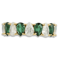 Sterling Silver Pear Cut Emerald CZ Celebration Band Ring