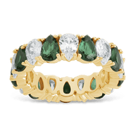 Sterling Silver Pear Cut Emerald CZ Celebration Band Ring
