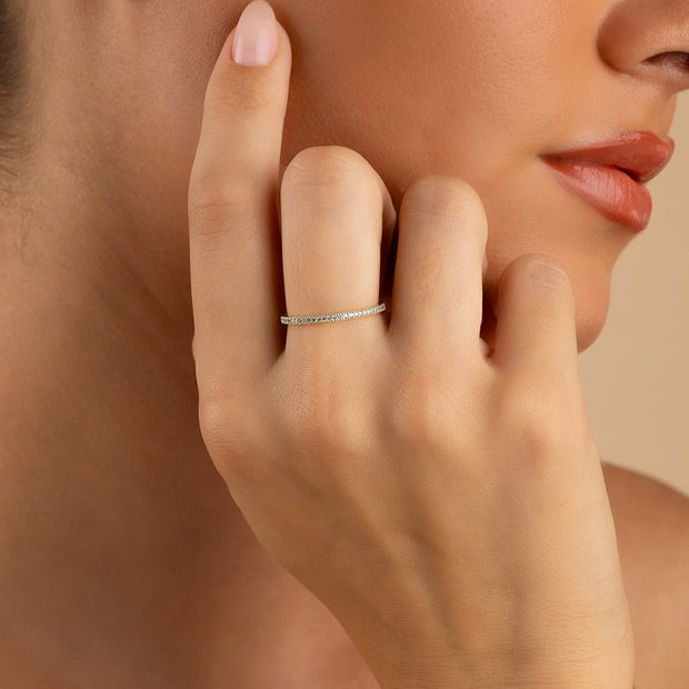 Sterling Silver 1.5mm Thin CZ Band Ring