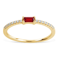 Sterling Silver Thin Garnet CZ Stacking Birthstone Ring