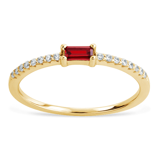 Sterling Silver Thin Garnet CZ Stacking Birthstone Ring