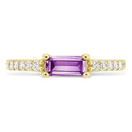 Sterling Silver Thin Amethyst CZ Stacking Birthstone Ring