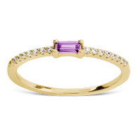 Sterling Silver Thin Amethyst CZ Stacking Birthstone Ring