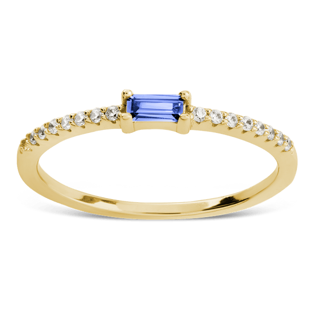 Sterling Silver Thin Aquamarine CZ Stacking Birthstone Ring