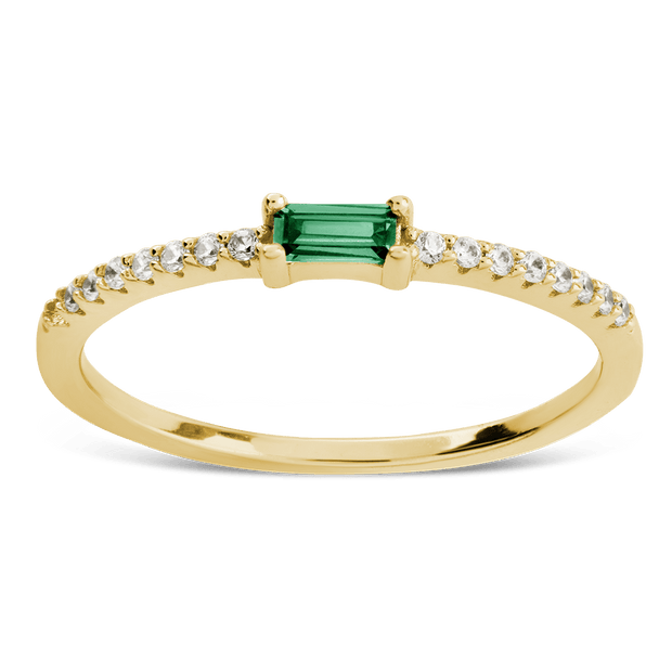 Sterling Silver Thin Emerald CZ Stacking Birthstone Ring