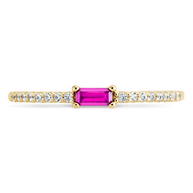 Sterling Silver Thin Ruby CZ Stacking Birthstone Ring