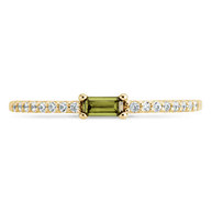 Sterling Silver Thin Peridot CZ Stacking Birthstone Ring