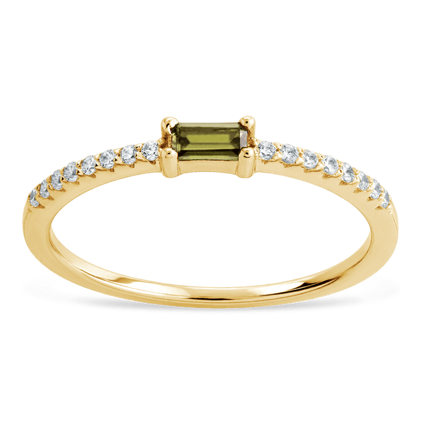 Sterling Silver Thin Peridot CZ Stacking Birthstone Ring