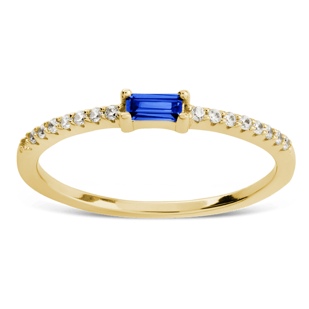 Sterling Silver Thin Sapphire CZ Stacking Birthstone Ring