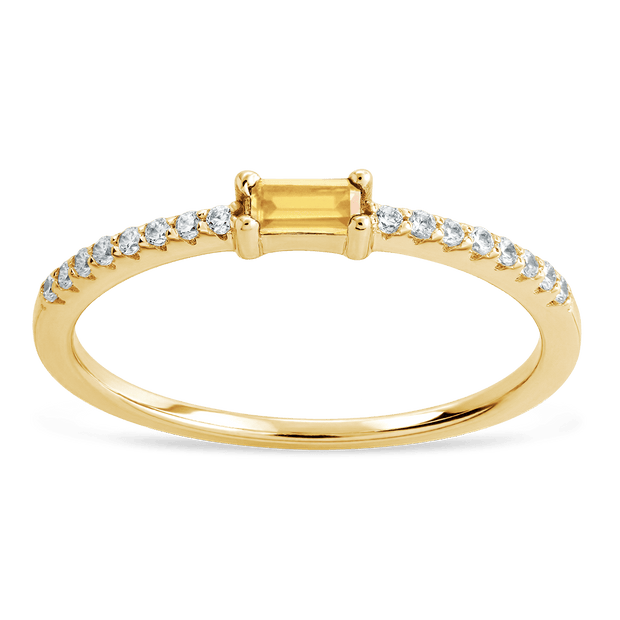 Sterling Silver Thin Citrine CZ Stacking Birthstone Ring