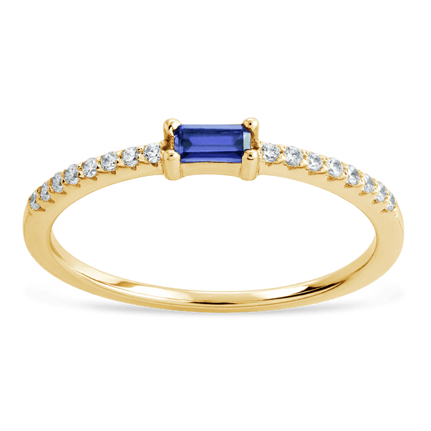 Sterling Silver Thin Tanzanite CZ Stacking Birthstone Ring