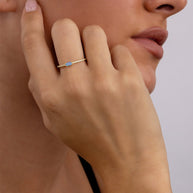 Sterling Silver Thin Tanzanite CZ Stacking Birthstone Ring