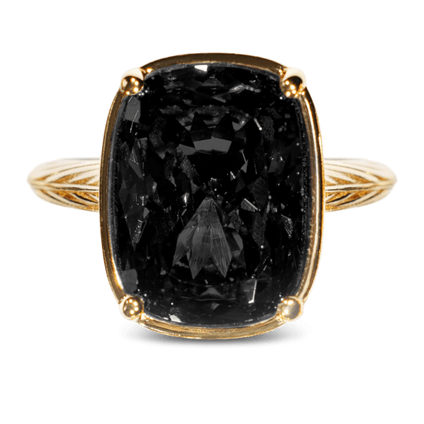 Sterling Silver Elongated Cushion Black CZ Cocktail Ring